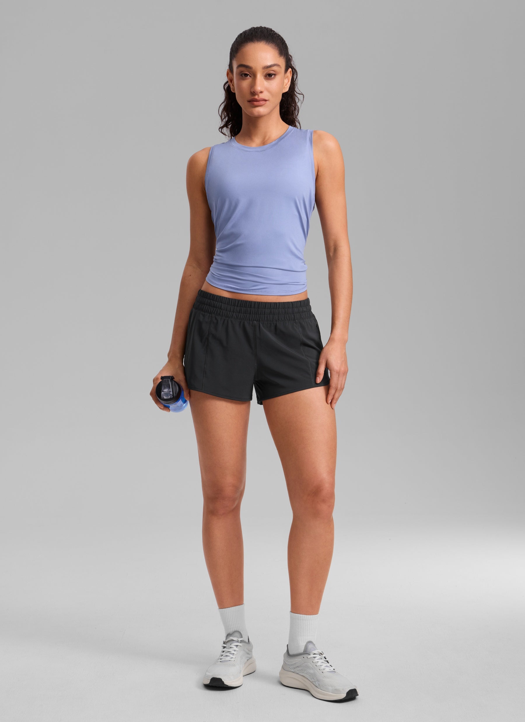 CRZ YOGA Women's Running Feathery-Fit Low Rise Lined Shorts 2.5'' Black