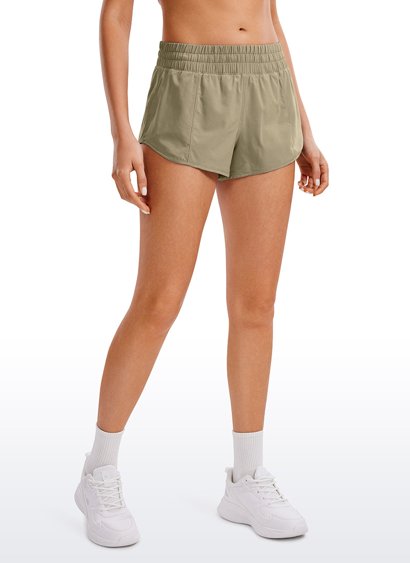 CRZ YOGA Women's Running Feathery-Fit Low Rise Lined Shorts 2.5'' Mountain Olive @model_info:VLA