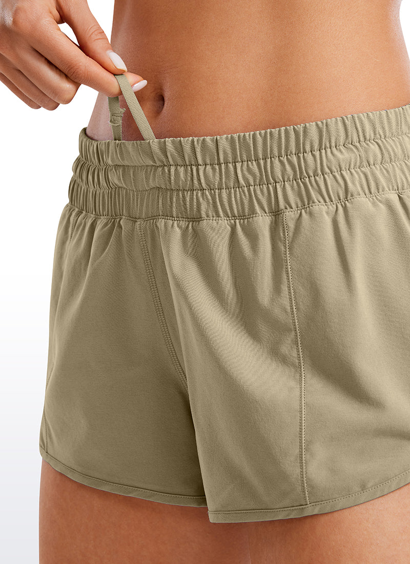 CRZ YOGA Women's Running Feathery-Fit Low Rise Lined Shorts 2.5'' Mountain Olive @model_info:VLA