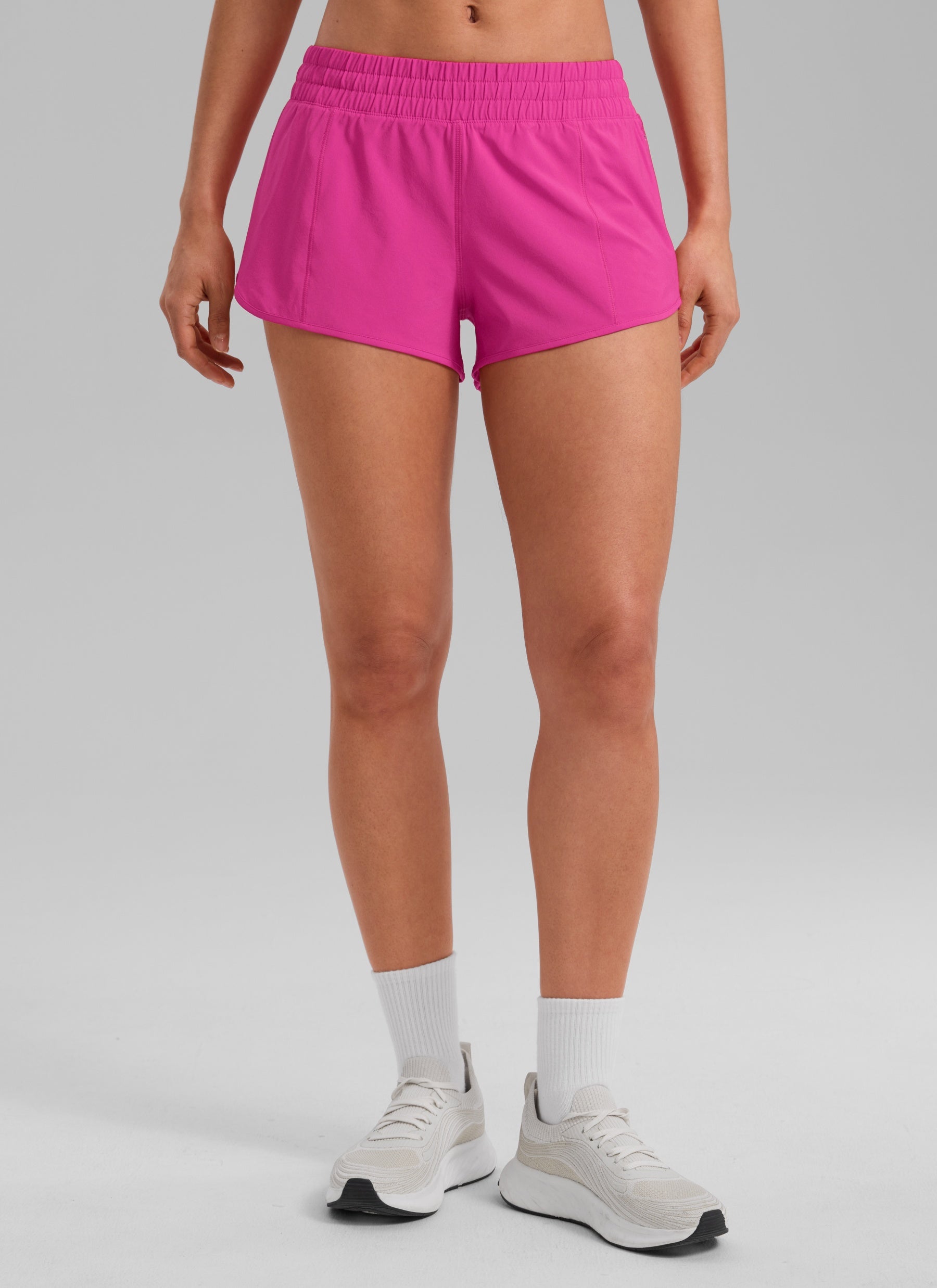 CRZ YOGA Women's Running Feathery-Fit Low Rise Lined Shorts 2.5'' Hibiscus Purple