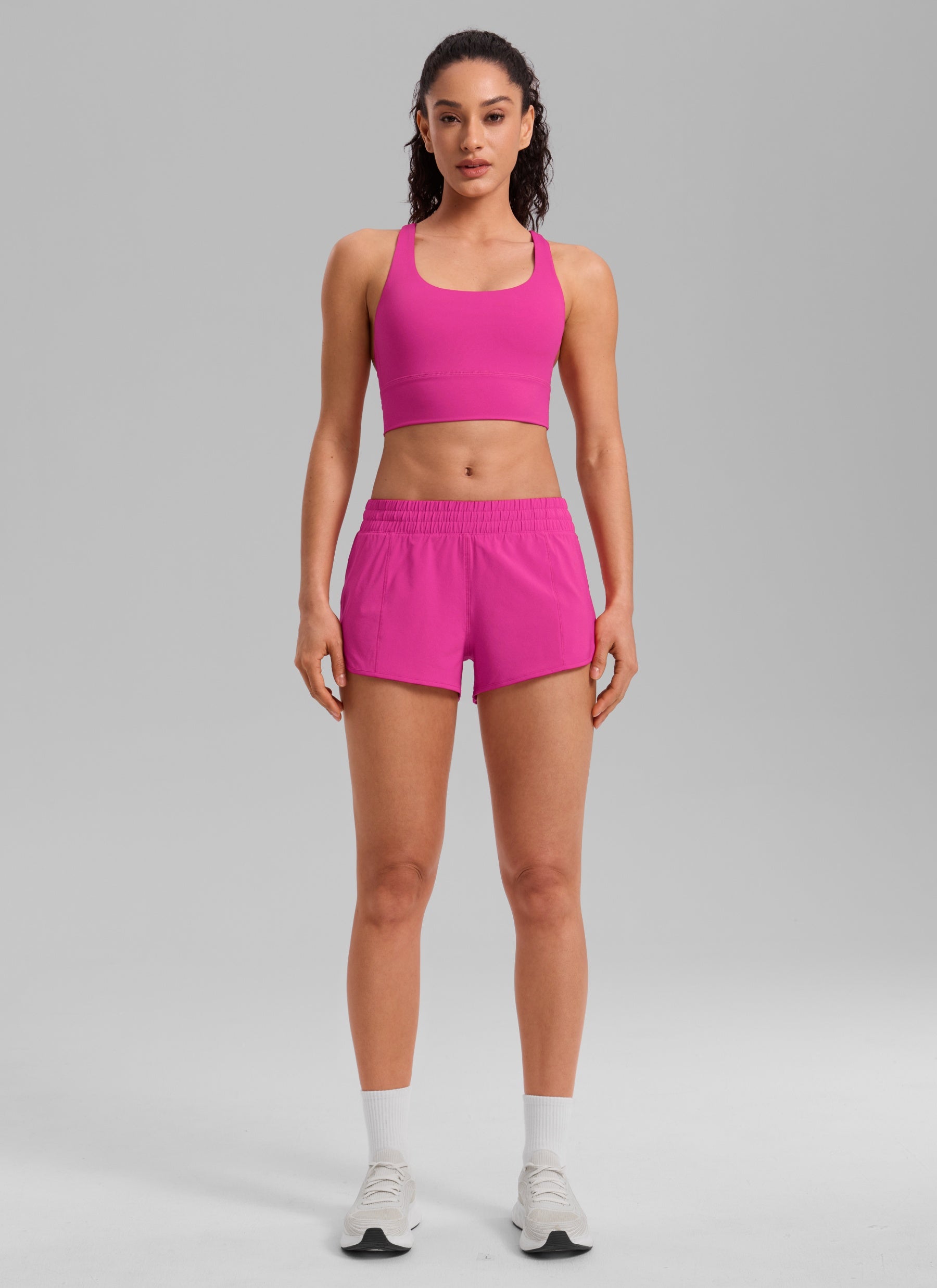 CRZ YOGA Women's Running Feathery-Fit Low Rise Lined Shorts 2.5'' Hibiscus Purple