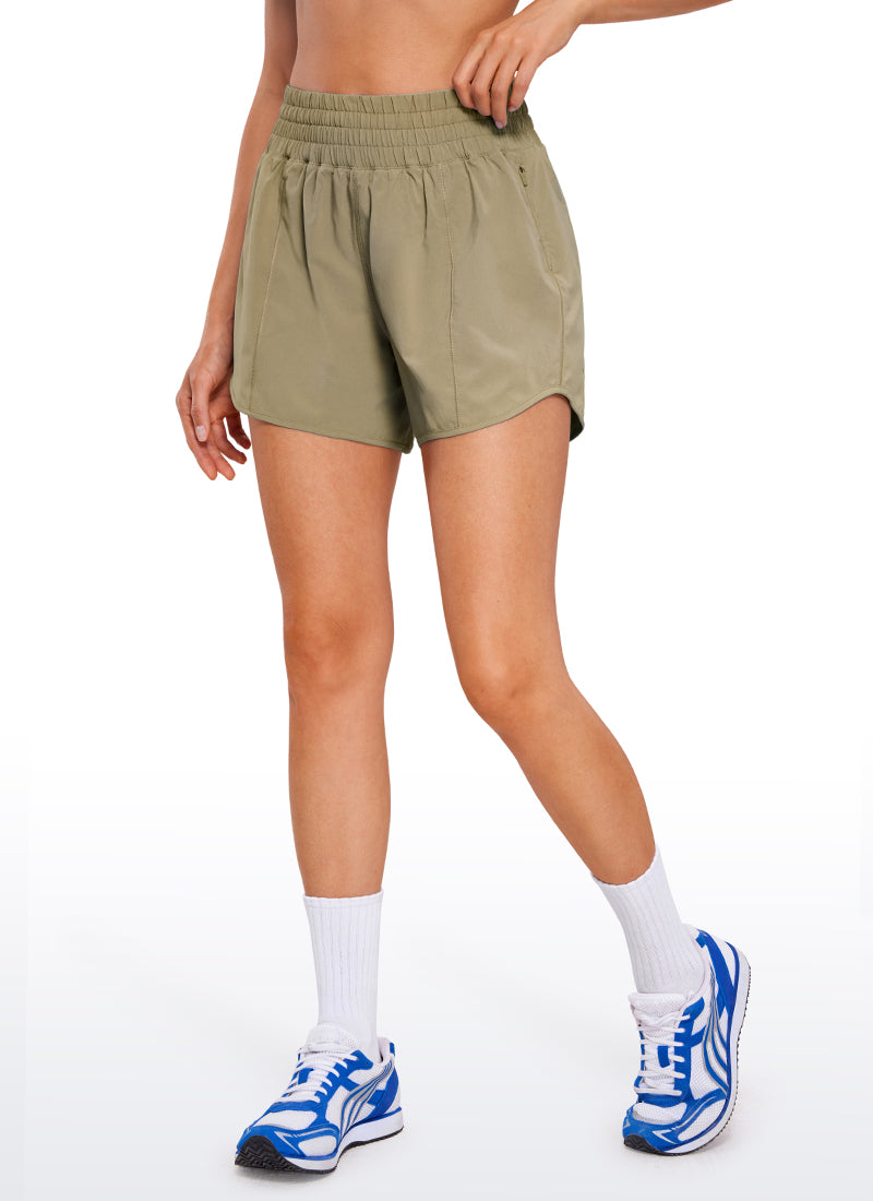 CRZ YOGA Women's Running Feathery-Fit Soft High Rise Lined Shorts 4'' Mountain Olive