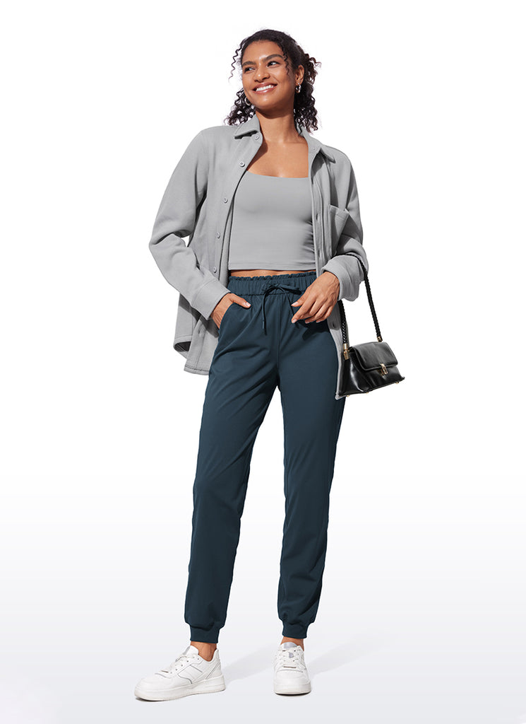 CRZ YOGA Women 4-Way Stretch High Waisted Pockets Joggers Casual 28" Black