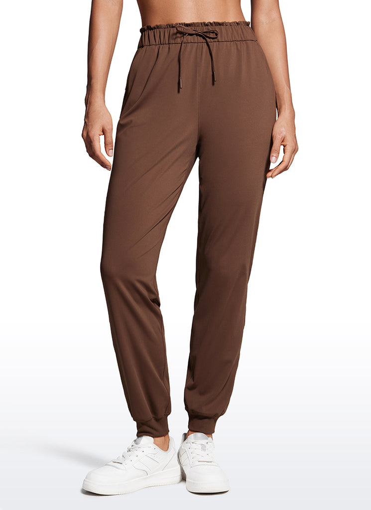 CRZ YOGA Women 4-Way Stretch High Waisted Pockets Joggers Casual 28" Olive Green