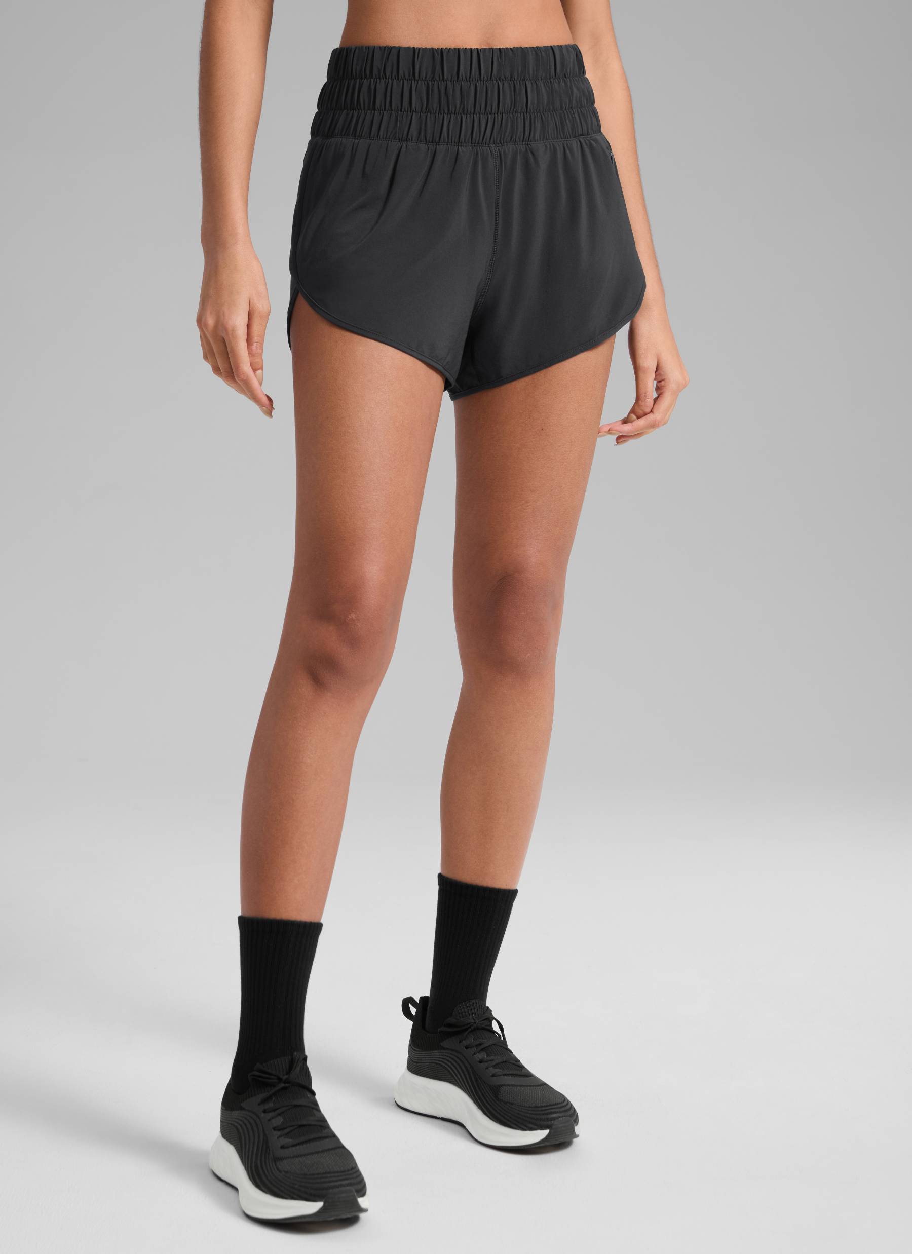 CRZ YOGA Women's Running Feathery-Fit Soft High Rise Shorts Pocket 3'' Black