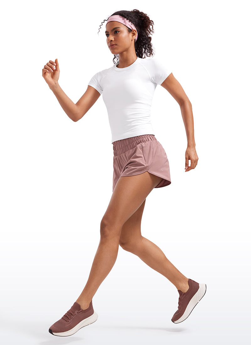 CRZ YOGA Women's Running Feathery-Fit Soft High Rise Shorts Pocket 3'' Twilight Rose Pink