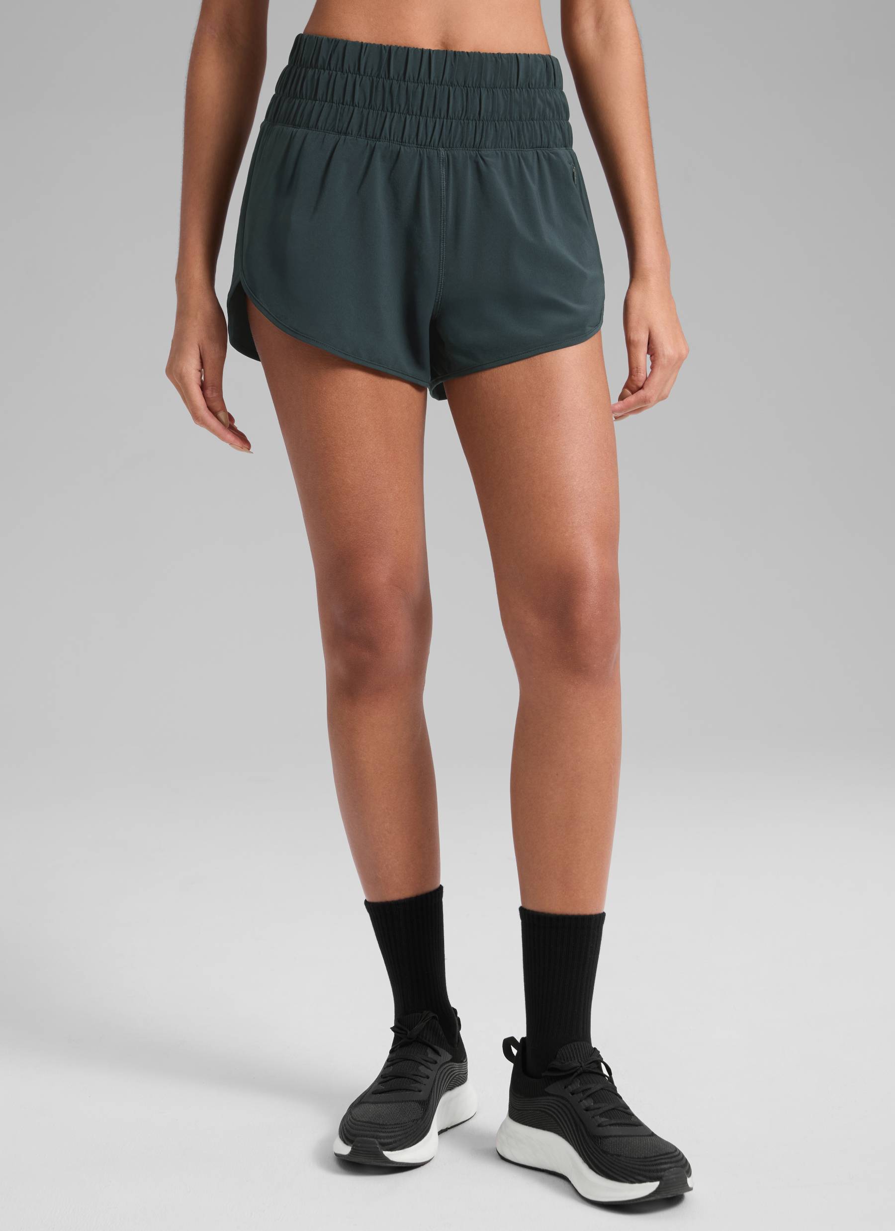 CRZ YOGA Women's Running Feathery-Fit Soft High Rise Shorts Pocket 3'' Melanite