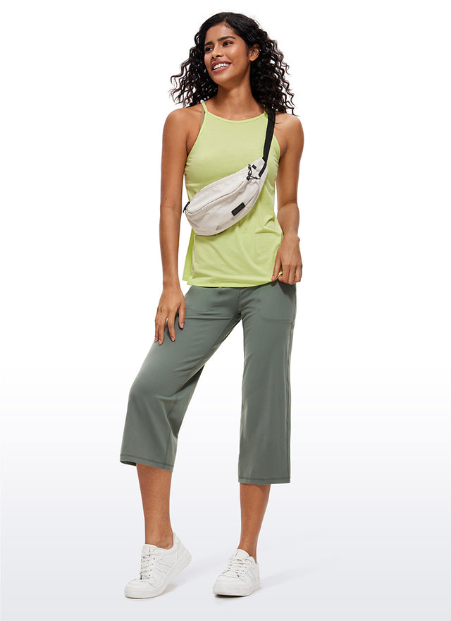 CRZ YOGA Women's Butterluxe High Rise Wide Leg Pants with Pockets 23'' Grey Sage