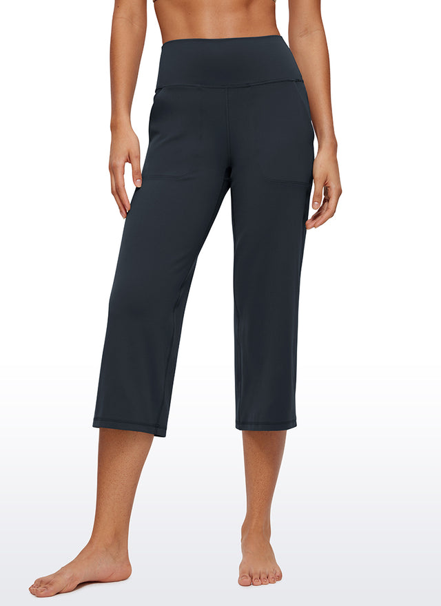 CRZ YOGA Women's Butterluxe High Rise Wide Leg Pants with Pockets 23'' True Navy