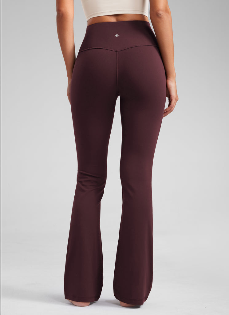 Butterluxe High Waist Flare Wide Leg Bootcut Pockets Leggings 31" Hot Fudge Brown