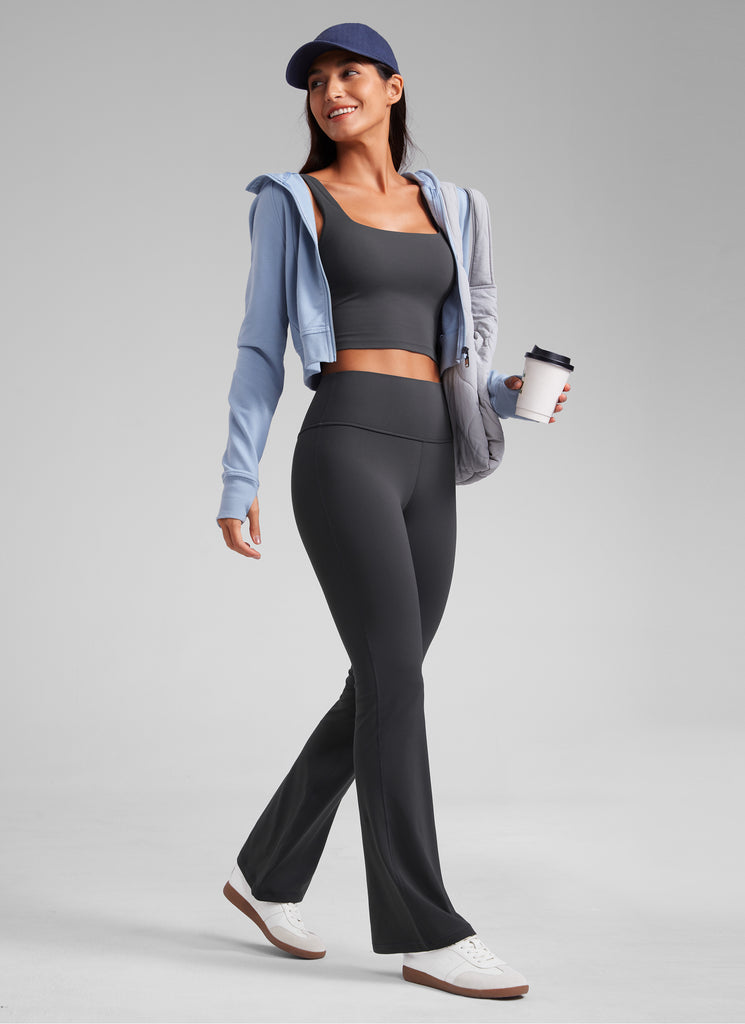 Butterluxe High Waist Flare Wide Leg Bootcut Pockets Leggings 31" Mysterious Grey