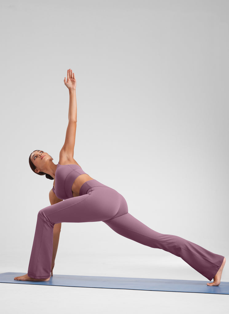 CRZ YOGA Women's Butterluxe High Waist Flare Leg Bootcut Leggings 32" Black Tie Dye Flowers