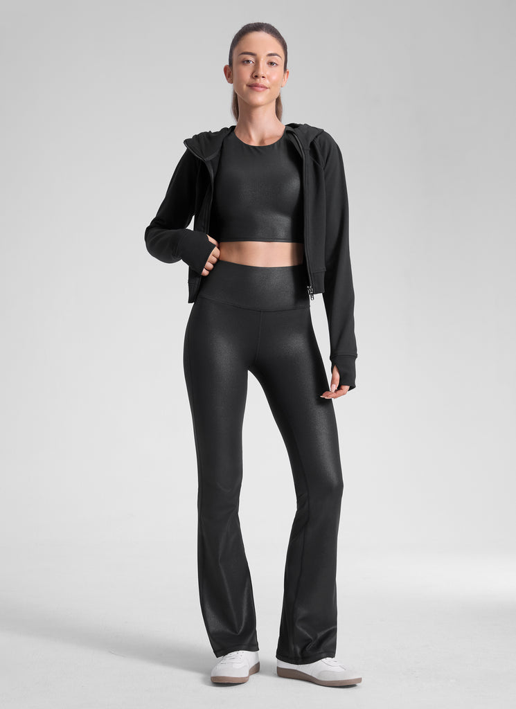 CRZ YOGA Women's Butterluxe High Waist Flare Leg Bootcut Leggings 32" Black Classic