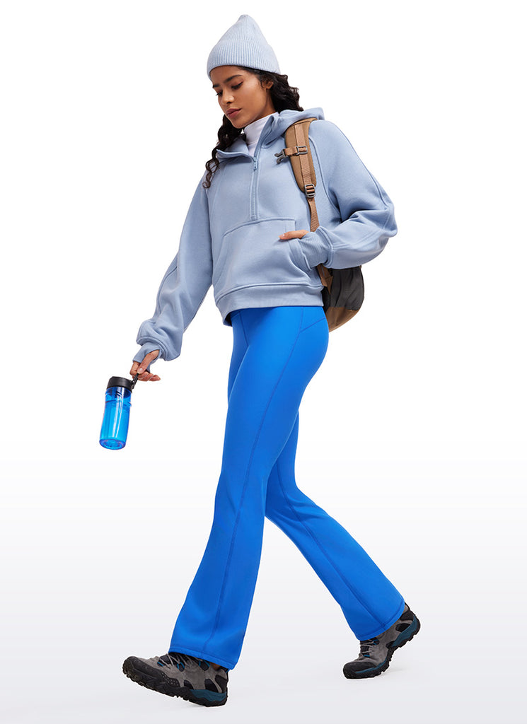 CRZ YOGA Womens Fleece Lined Flare Leggings 31" Green Jade