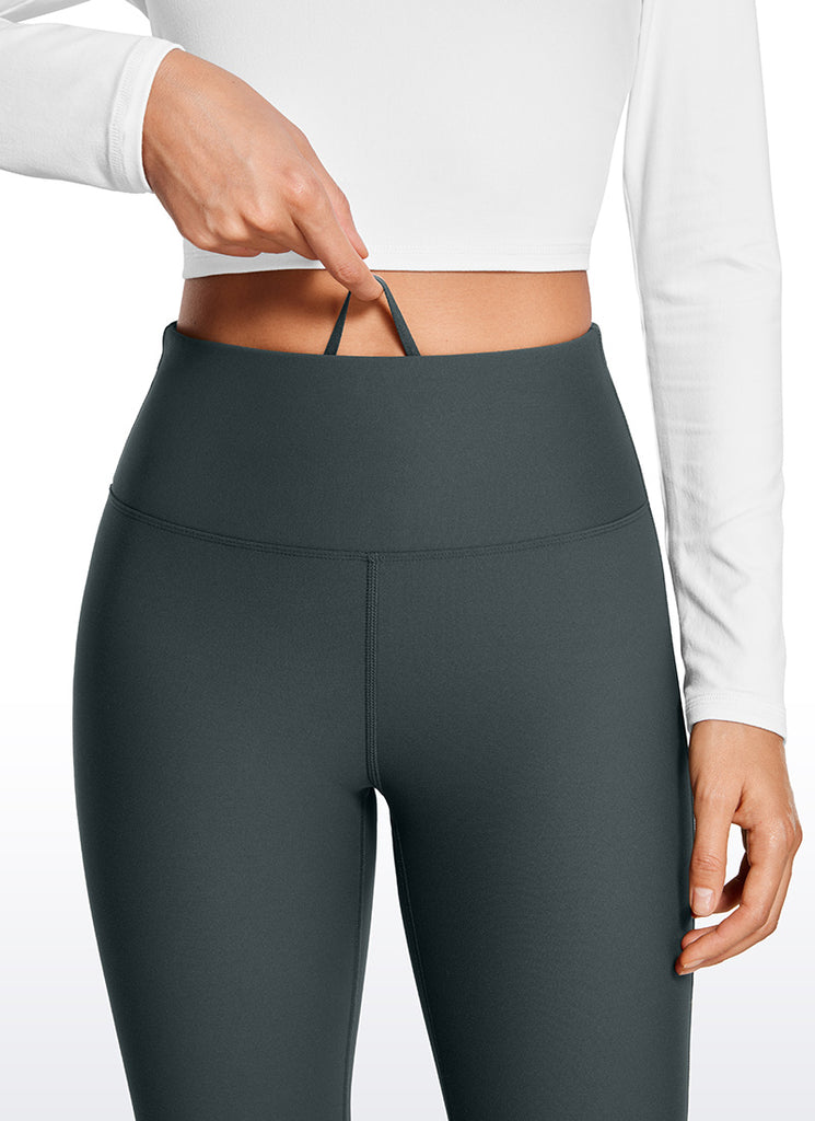 CRZ YOGA Womens Fleece Lined Flare Leggings 31" Mocha Mousse