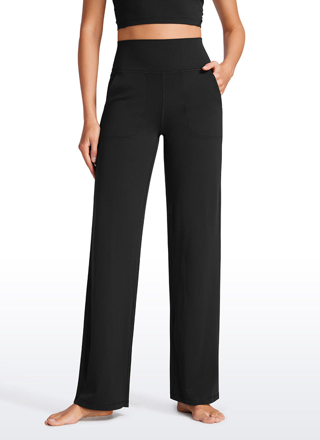CRZ YOGA Women's Butterluxe High Rise Wide Leg Pants with Pockets 31'' Black
