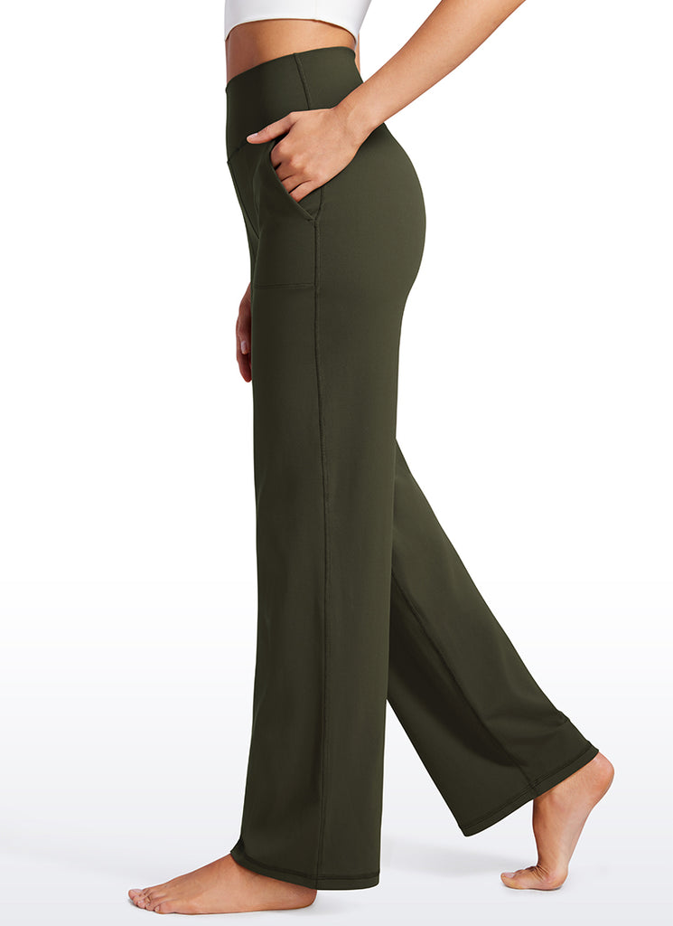 CRZ YOGA Women's Butterluxe High Rise Wide Leg Pants with Pockets 31'' Grey Sage