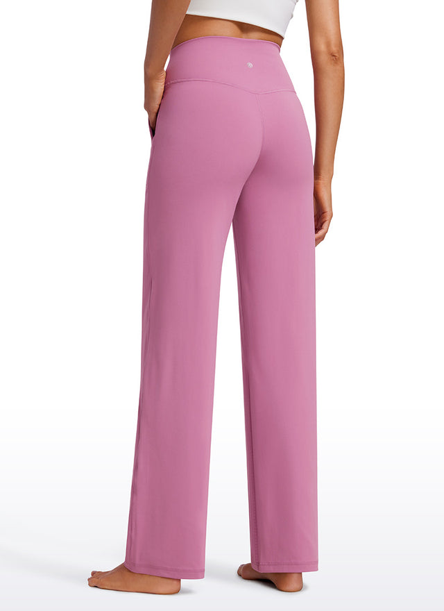 CRZ YOGA Women's Butterluxe High Rise Wide Leg Pants with Pockets 31'' Velvet Dust @model_info:Vlada