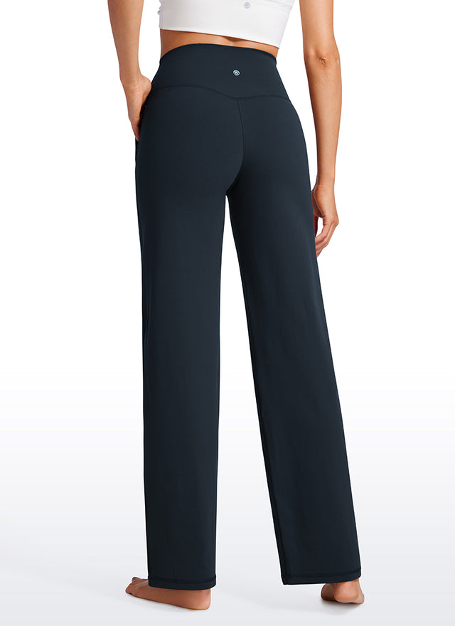 CRZ YOGA Women's Butterluxe High Rise Wide Leg Pants with Pockets 31'' True Navy @model_info:VLA