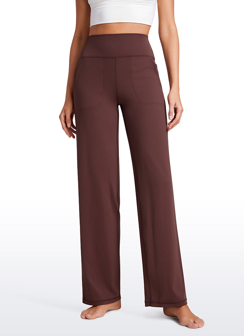CRZ YOGA Women's Butterluxe High Rise Wide Leg Pants with Pockets 31'' Taupe