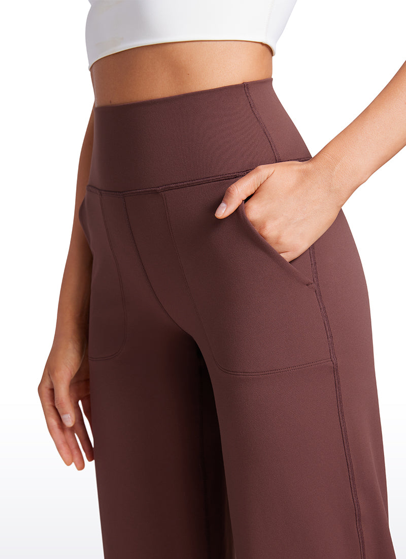 CRZ YOGA Women's Butterluxe High Rise Wide Leg Pants with Pockets 31'' Taupe