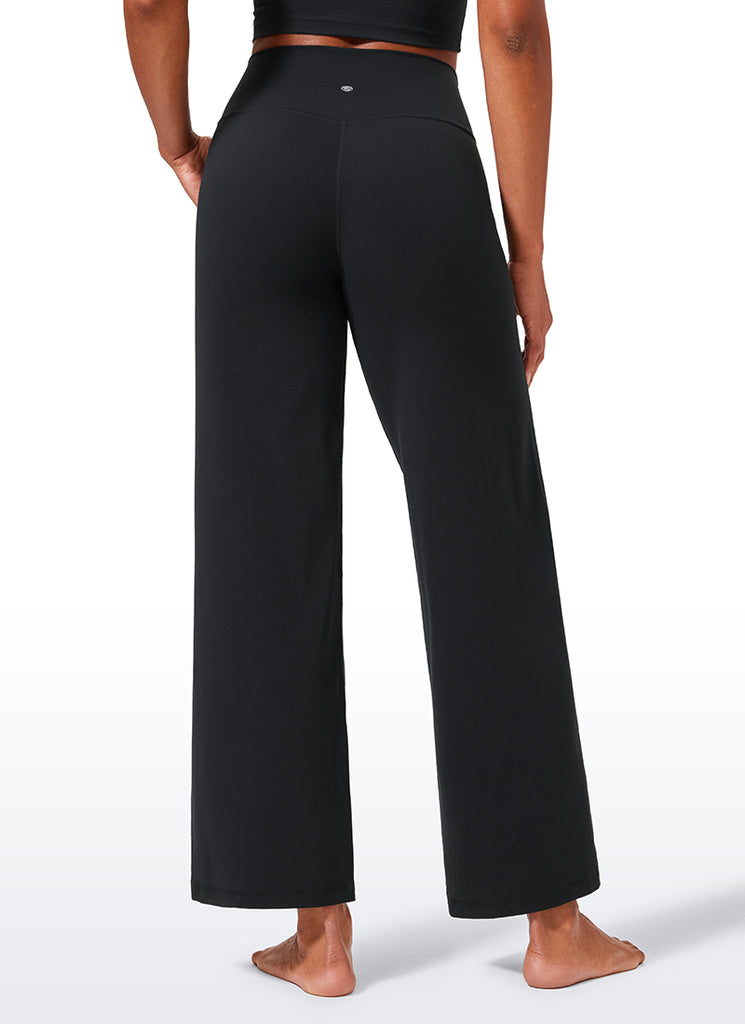 CRZ YOGA Women's Butterlift High Waisted Wide Leg Pants with Pockets Hot Fudge Brown