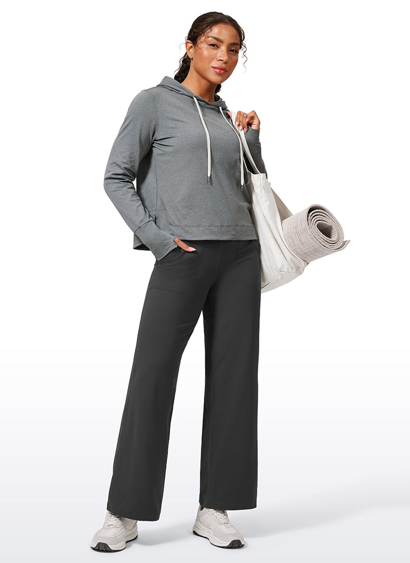 CRZ YOGA Women's Butterlift High Waisted Wide Leg Pants with Pockets Mysterious Grey