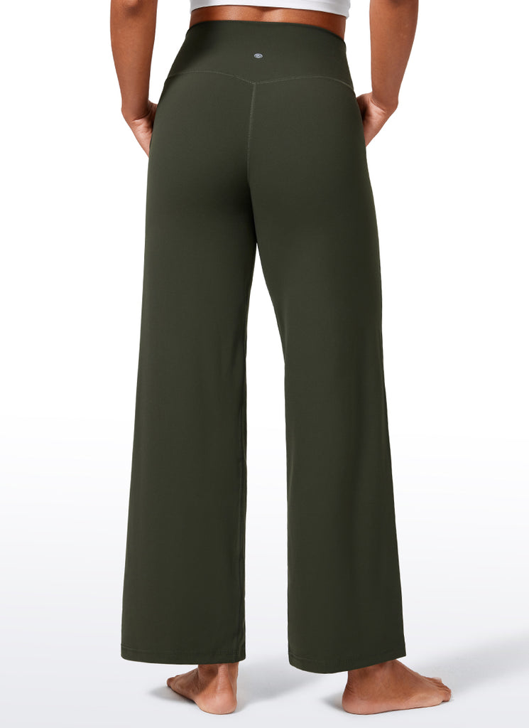 CRZ YOGA Women's Butterlift High Waisted Wide Leg Pants with Pockets Olive Green