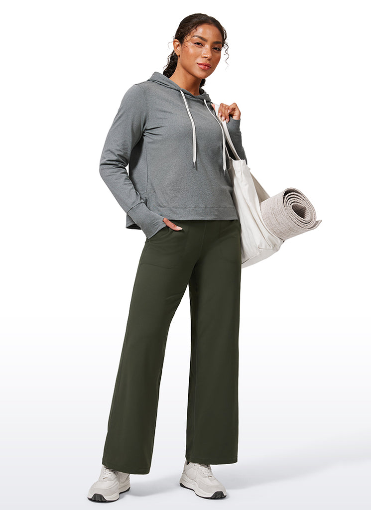 CRZ YOGA Women's Butterlift High Waisted Wide Leg Pants with Pockets Olive Green