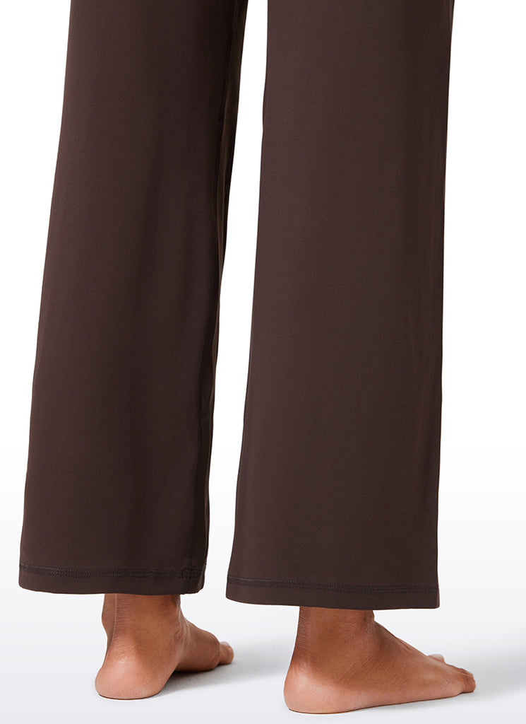 CRZ YOGA Women's Butterlift High Waisted Wide Leg Pants with Pockets Hot Fudge Brown