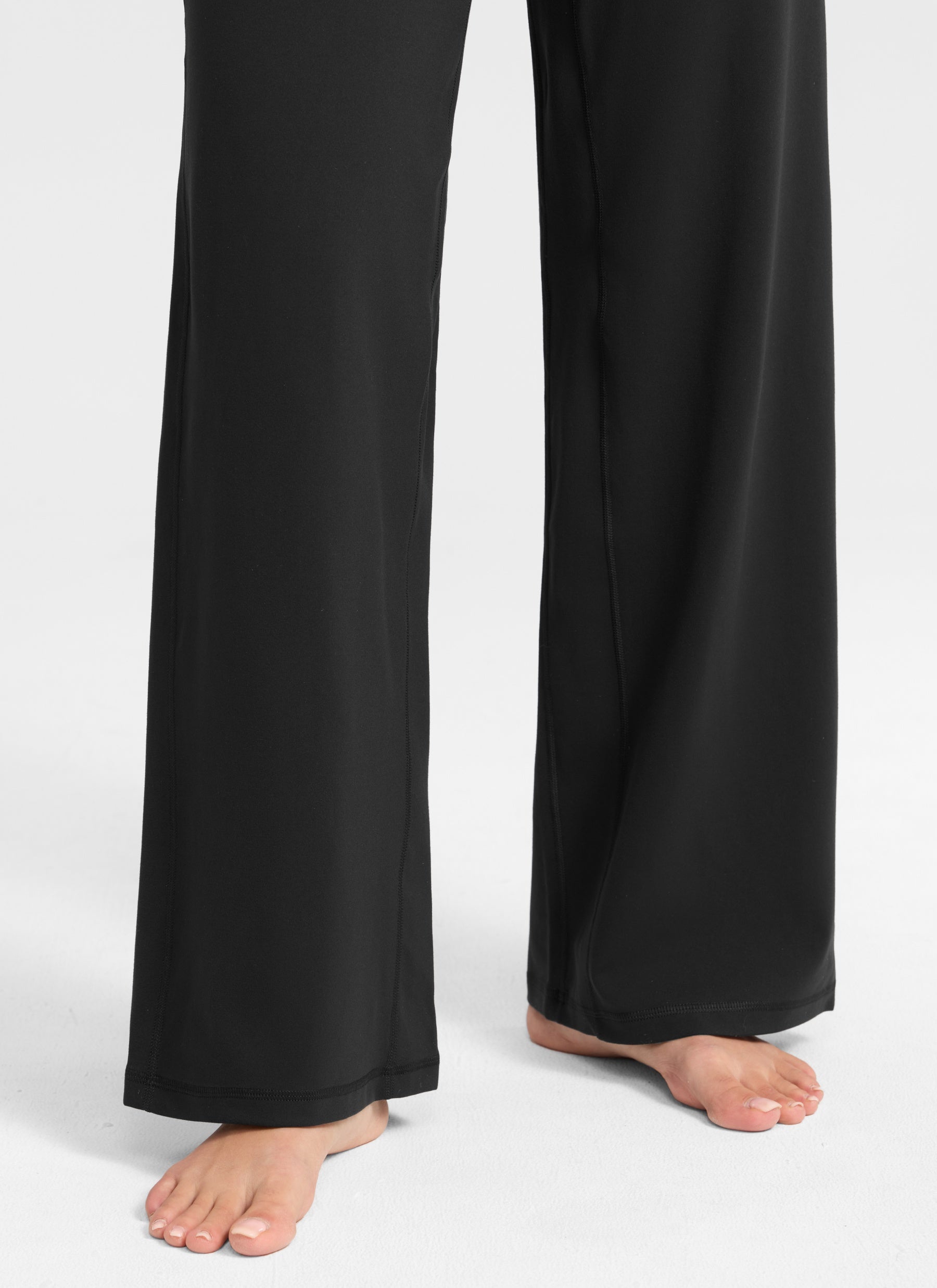 CRZ YOGA Women's Butterlift High Waisted Wide Leg Pants with Pockets Black @model_info:Anano