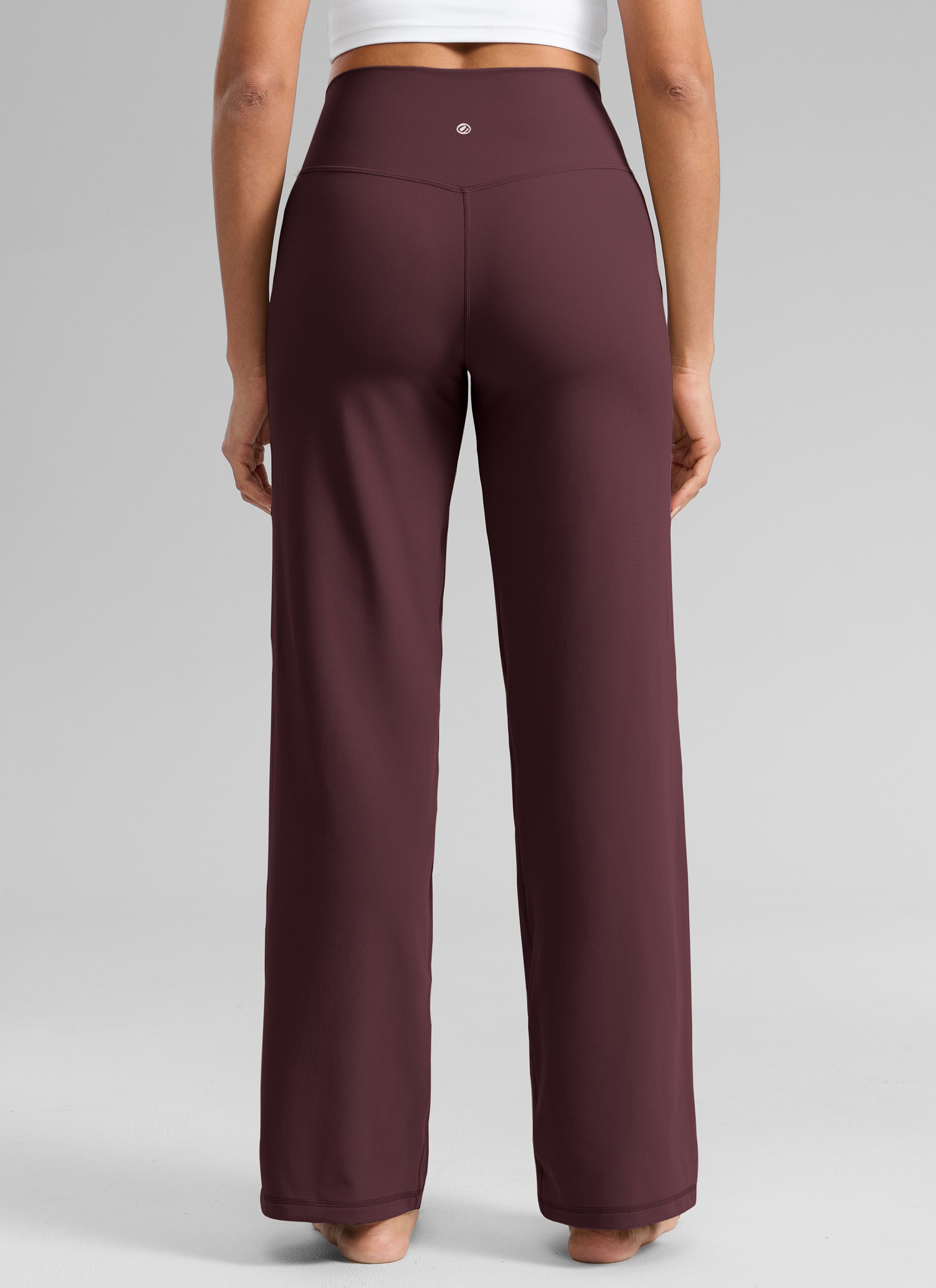CRZ YOGA Women's Butterlift High Waisted Wide Leg Pants with Pockets Ripe Plum @model_info:Dany