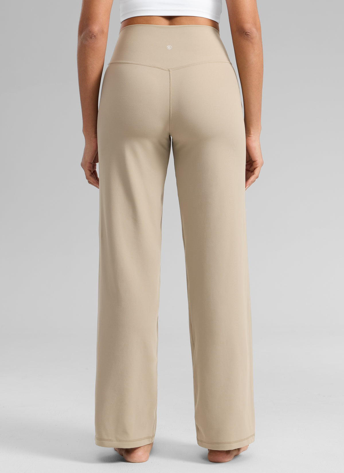 CRZ YOGA Women's Butterlift High Waisted Wide Leg Pants with Pockets Oak @model_info:Dany