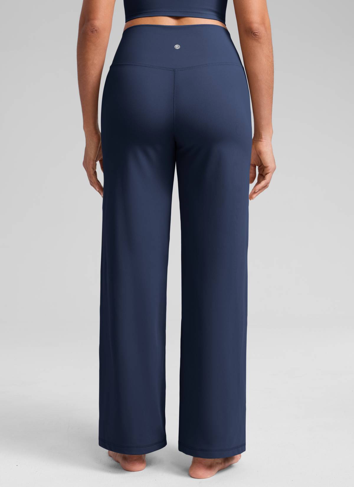 CRZ YOGA Women's Butterlift High Waisted Wide Leg Pants with Pockets Club Blue @model_info:Dany