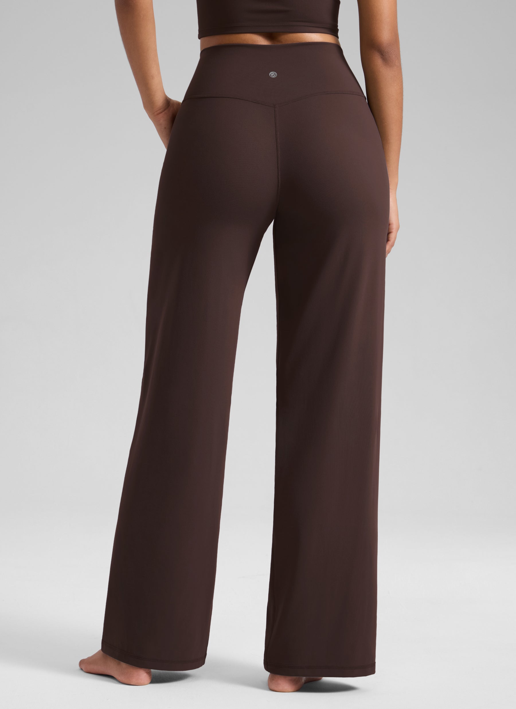 CRZ YOGA Women's Butterlift High Waisted Wide Leg Pants with Pockets Hot Fudge Brown @model_info:S2