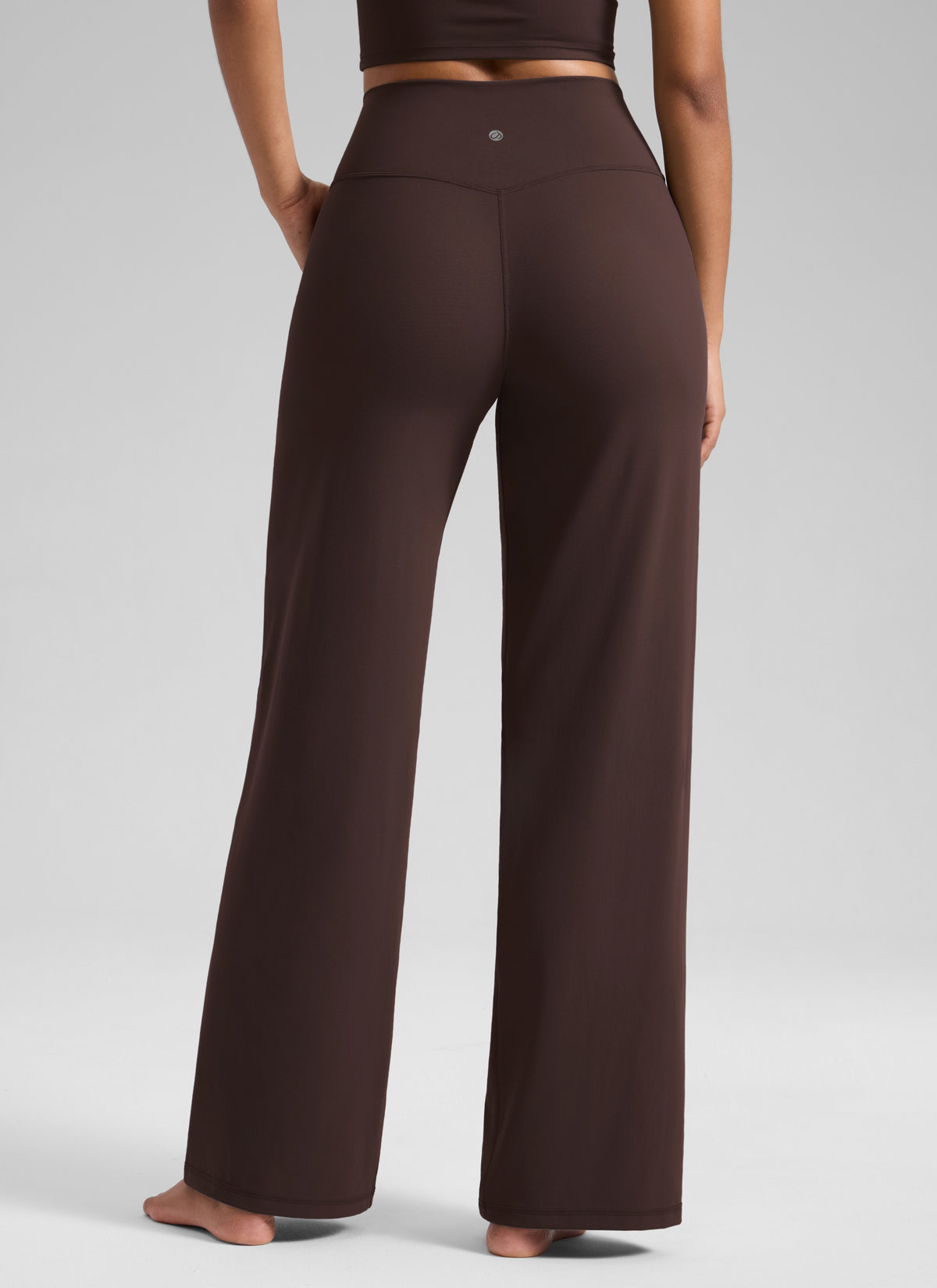 CRZ YOGA Women's Butterlift High Waisted Wide Leg Pants with Pockets Hot Fudge Brown @model_info:S2