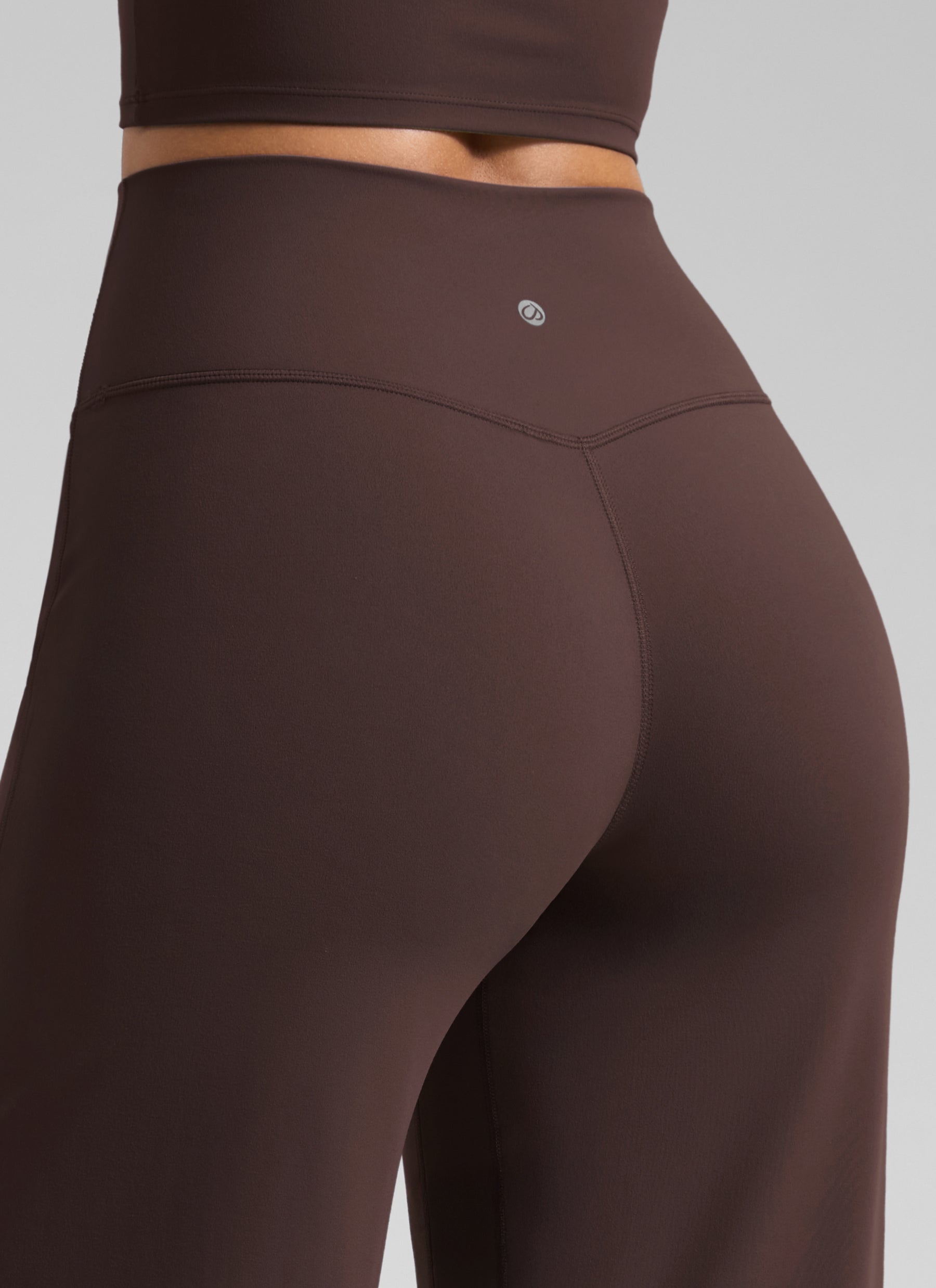 CRZ YOGA Women's Butterlift High Waisted Wide Leg Pants with Pockets Hot Fudge Brown @model_info:S3