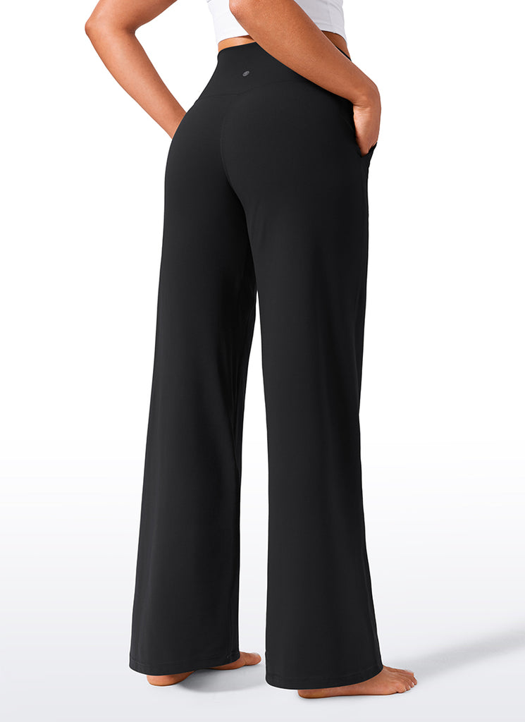 CRZ YOGA Women's Butterlift High Waisted Wide Leg Pants with Pockets 33" Hot Fudge Brown