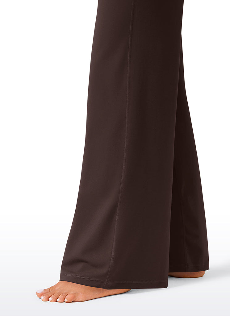 CRZ YOGA Women's Butterlift High Waisted Wide Leg Pants with Pockets 33" Hot Fudge Brown