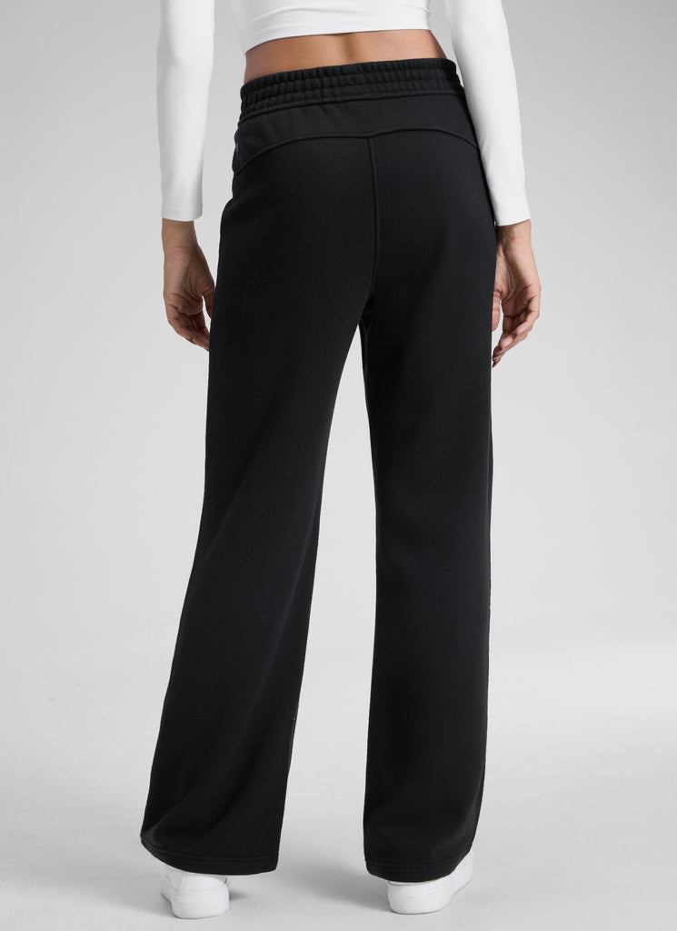 CRZ YOGA Womens Cotton Fleece Lined Straight Leg Lounge Sweatpants30'' Black