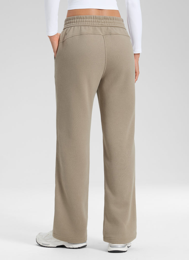 CRZ YOGA Womens Cotton Fleece Lined Straight Leg Lounge Sweatpants30'' Grey Sage