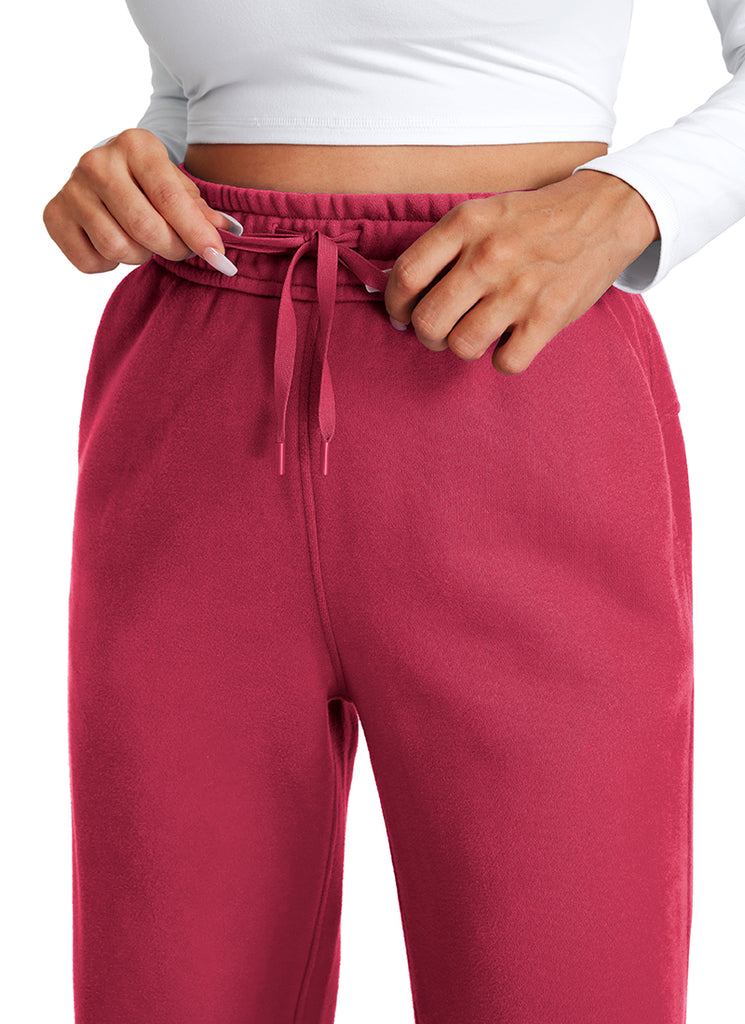 CRZ YOGA Womens Cotton Fleece Lined Straight Leg Lounge Sweatpants30'' Pomegranate