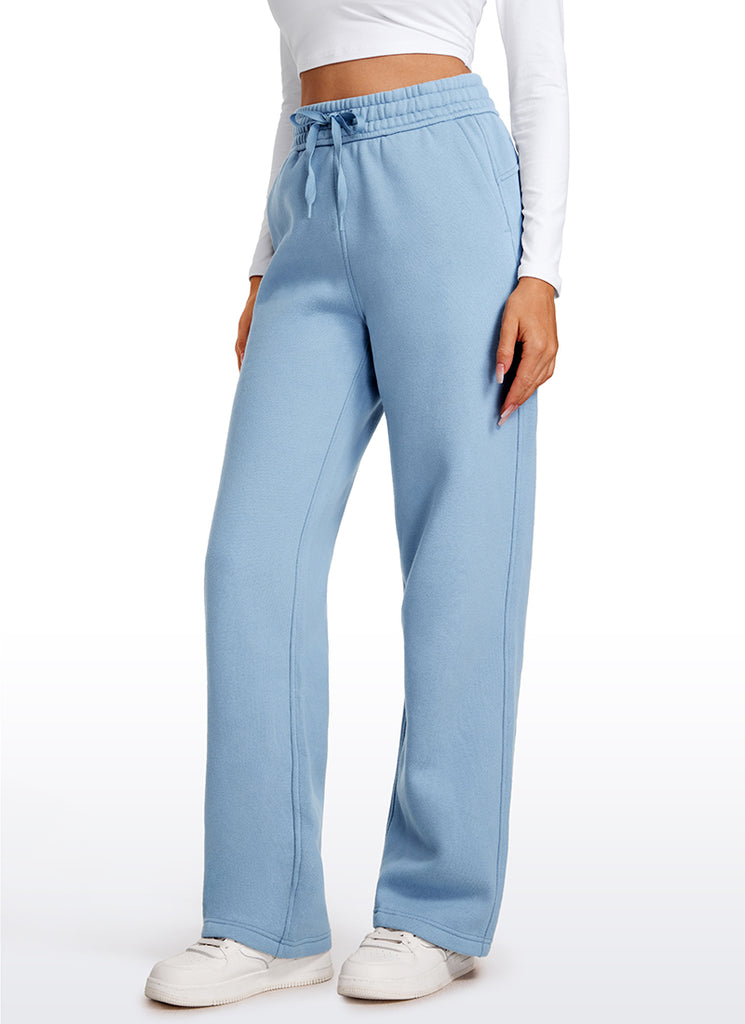 CRZ YOGA Womens Cotton Fleece Lined Straight Leg Lounge Sweatpants30'' Cambric Blue