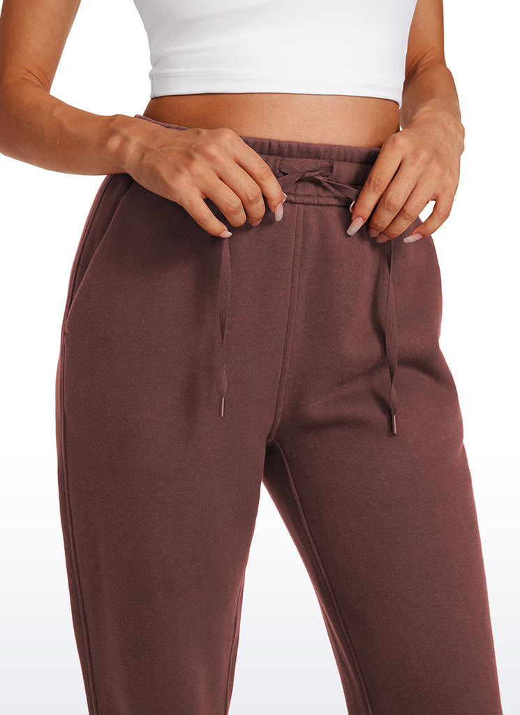 CRZ YOGA Womens Cotton Fleece Lined High Rise Sweatpants Joggers 28'' Taupe