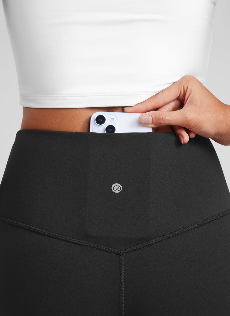 CRZ YOGA Women  Butterluxe High Waist Pockets Mini Flared Leggings 32" Black