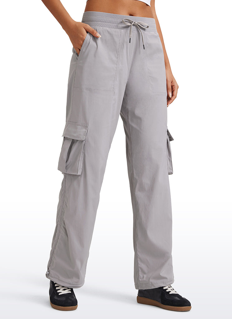 CRZ YOGA  Lightweight Workout Straight Leg Pocket Casual Cargo Pants Black