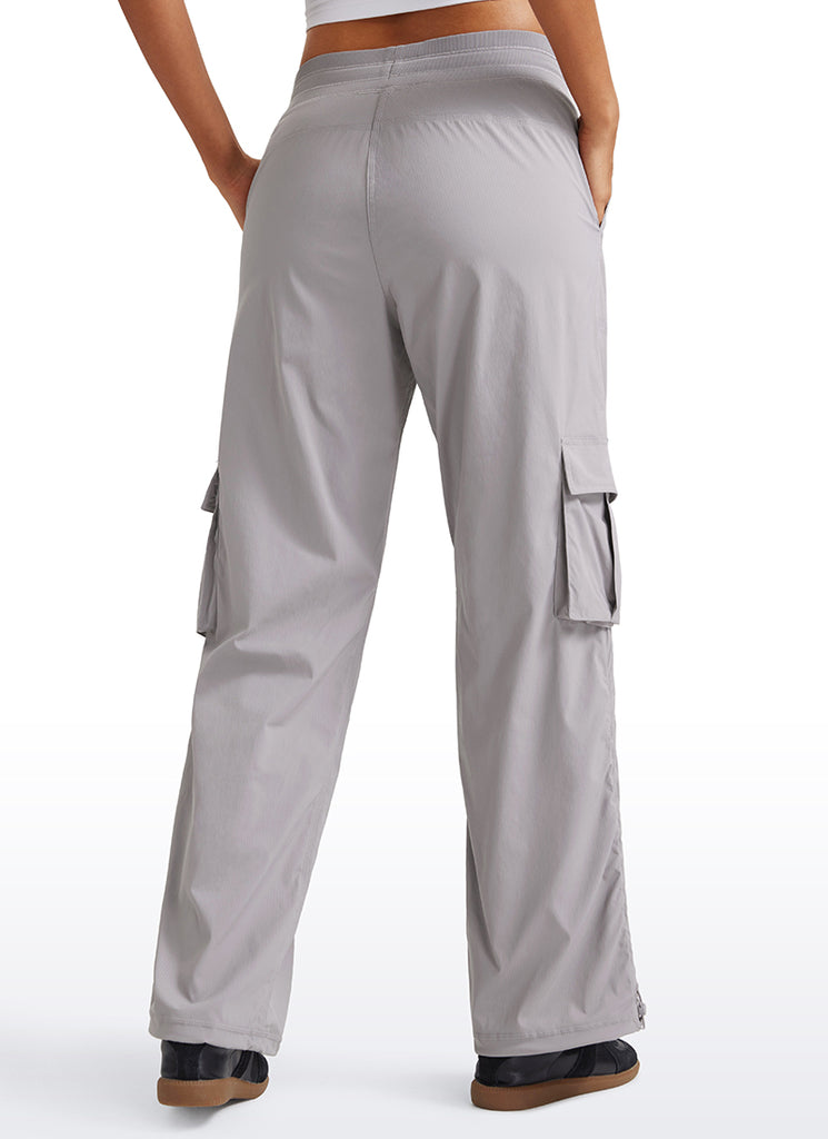 CRZ YOGA  Lightweight Workout Straight Leg Pocket Casual Cargo Pants Dark Chrome