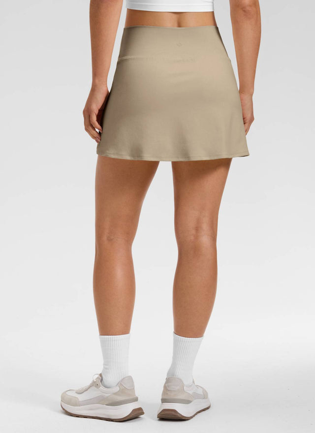 CRZ YOGA Women's Butterluxe High Rise Tennis Skirts 14.5'' with Pocket Oak @model_info:Aline