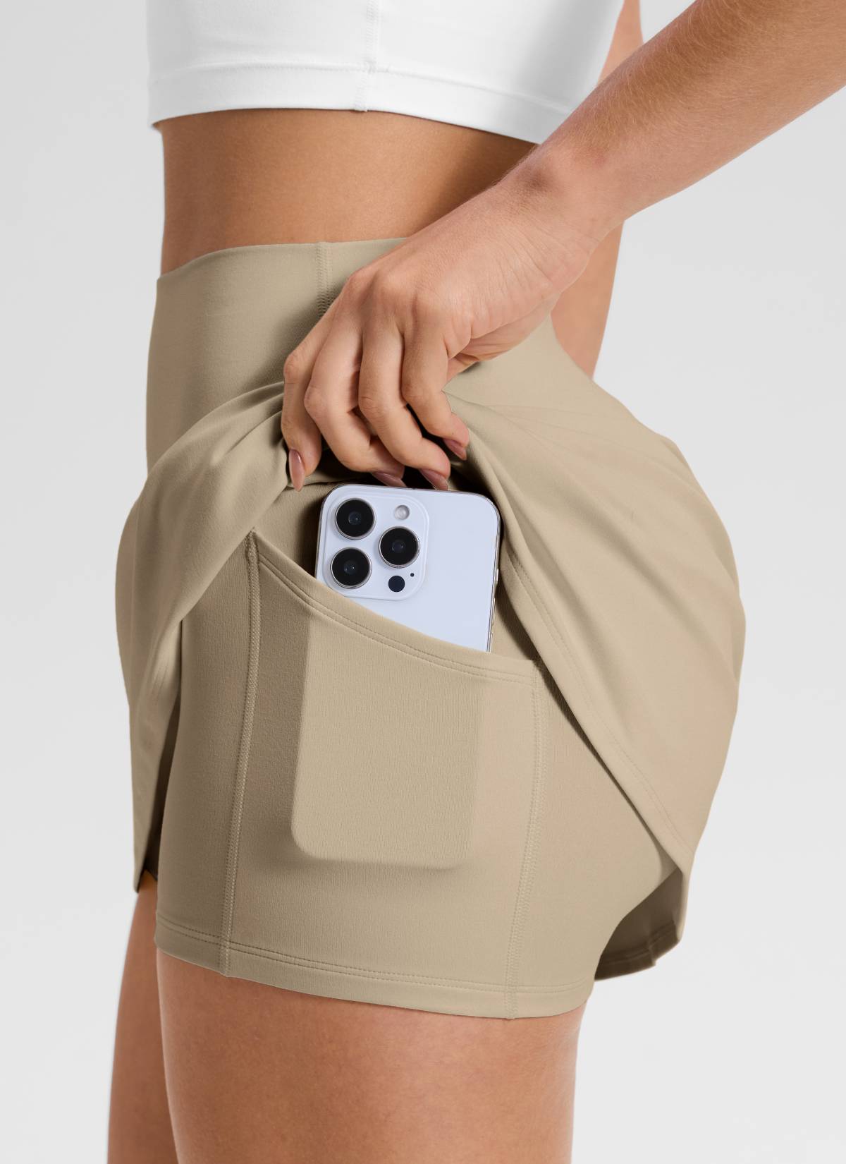 CRZ YOGA Women's Butterluxe High Rise Tennis Skirts 14.5'' with Pocket Oak @model_info:Aline