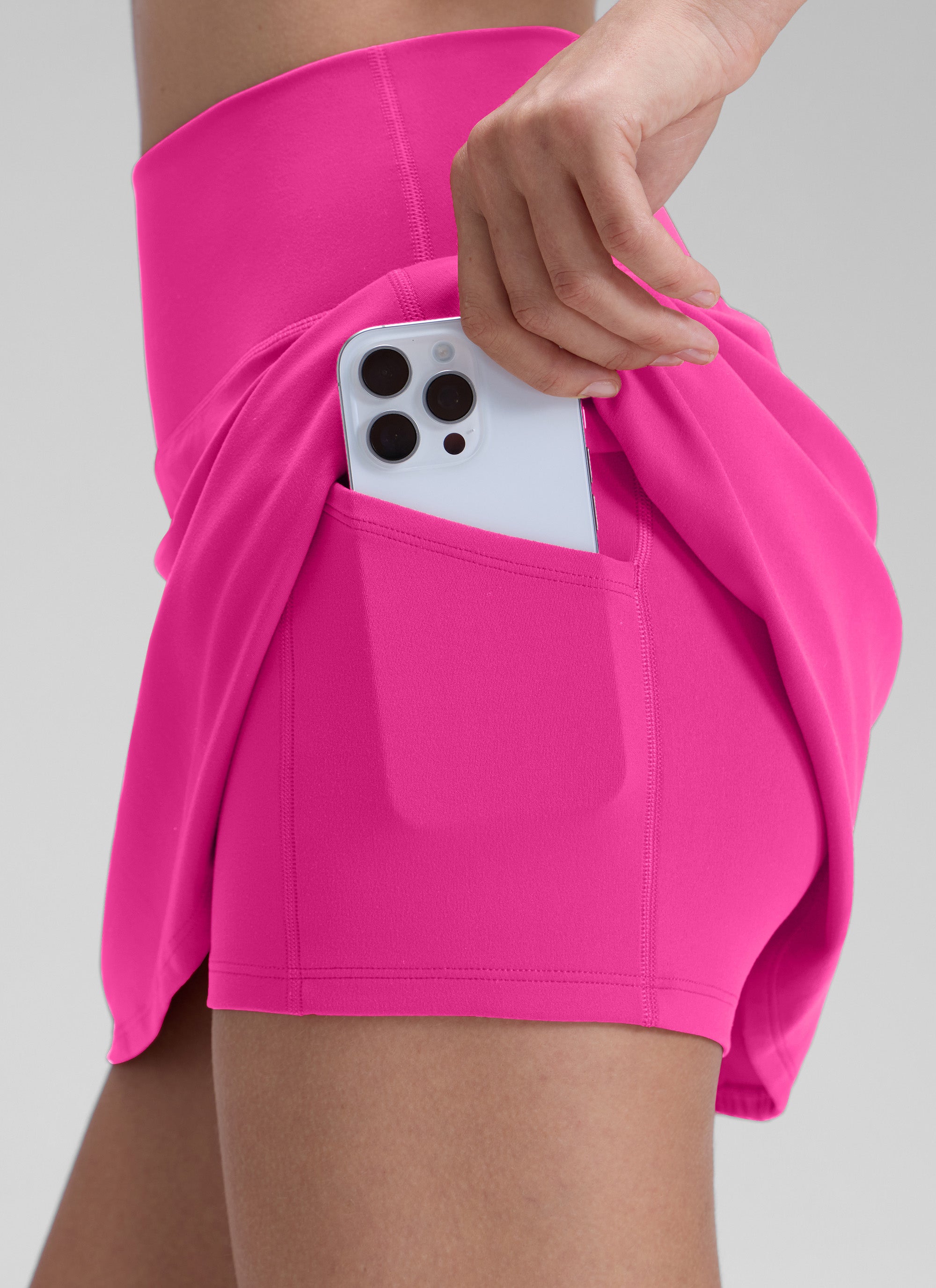 CRZ YOGA Women's Butterluxe High Rise Tennis Skirts 14.5'' with Pocket Hibiscus Purple